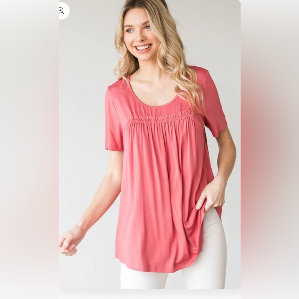•JODIFL•NWT ROSE "KISS ME" SHORT SLEEVE SCOOPNECK BOUTIQUE TOP SIZE SMALL